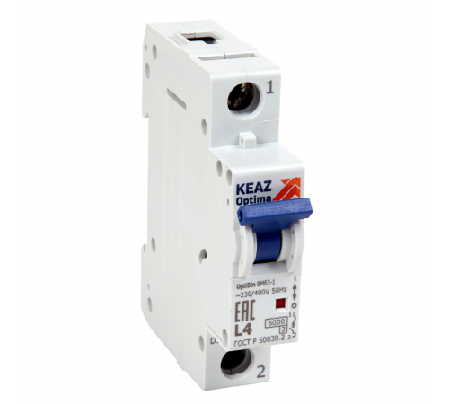 Выключатель автоматический однополюсный  OptiDin BM63-1L13-УХЛ3-РЕГ  280296  КЭАЗ
