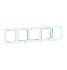Стокгольм Рамка 5-местная белая с линией цвета синий  EXM-G-306-30  EKF