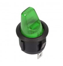 Выключатель клавишный круглый 12V 16А (3с) ON-OFF зеленый с подсветкой  36-2593  REXANT