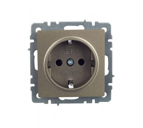 BRITE Розетка с заземлением без шторок 16А РС11-1-0-БрШ шампань   BR-R11-16-K37  IEK