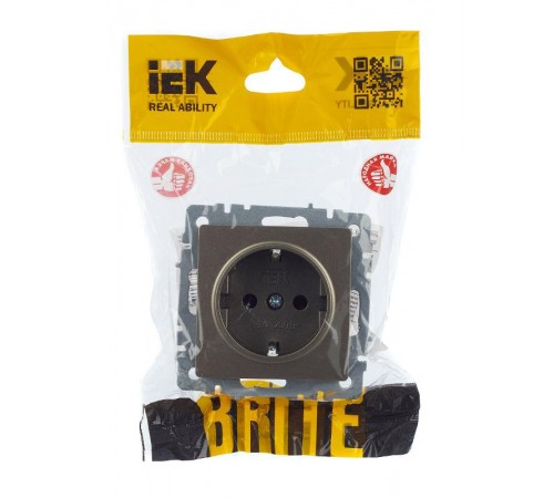 BRITE Розетка с заземлением без шторок 16А РС11-1-0-БрШ шампань   BR-R11-16-K37  IEK
