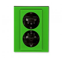 ABB Levit Зелёный / дымчатый чёрный Розетка 2-ая с з/к со шторками 16А  5522H-C03457 67W  2CHH223457C6067  ABB