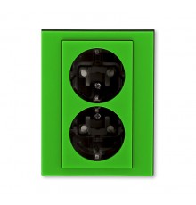 ABB Levit Зелёный / дымчатый чёрный Розетка 2-ая с з/к со шторками 16А  5522H-C03457 67W  2CHH223457C6067  ABB