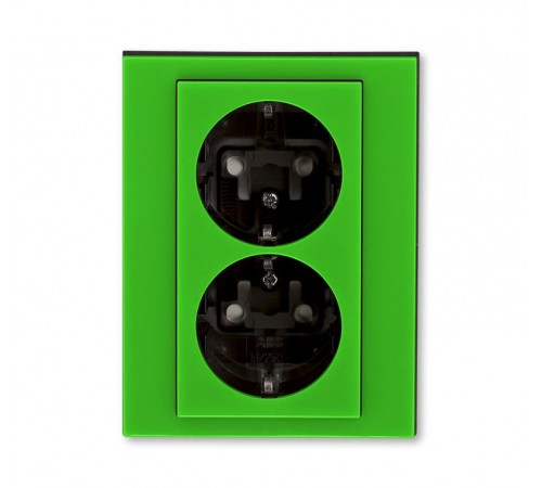 ABB Levit Зелёный / дымчатый чёрный Розетка 2-ая с з/к со шторками 16А  5522H-C03457 67W  2CHH223457C6067  ABB