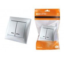 Выключатель 2 кл. с подсветкой 10А серебр. металлик "Лама"   SQ1815-0205  TDM