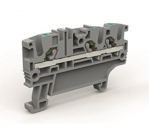 Проходная клемма 3 точки подключения на 2,5 кв.мм синяя  ZEFC210BL  DKC