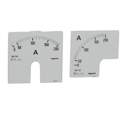 Измерительная шкала (1 круглая + 1 квадратная) для аналоговых амперметров - 0-250 A  014616  Legrand