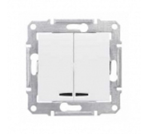 Sedna Белый Выключатель 2-клавишный с подсветкой 10А (сх 5)  SDN0300321  Schneider Electric