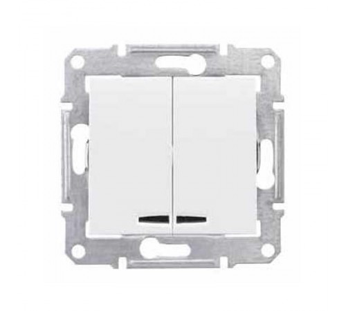 Sedna Белый Выключатель 2-клавишный с подсветкой 10А (сх 5)  SDN0300321  Schneider Electric