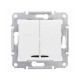 Sedna Белый Выключатель 2-клавишный с подсветкой 10А (сх 5)  SDN0300321  Schneider Electric