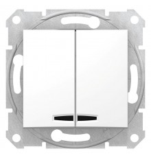 Sedna Белый Выключатель 2-клавишный с подсветкой 10А (сх 5)  SDN0300321  Schneider Electric