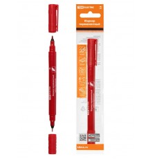 Маркер перманентный двухсторонний 0,4/1 мм, красный (пакет) круглый наконечник  SQ0594-0113  TDM