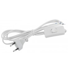 Шнур для бра ЭРА  UX-ШВВП-S-1,8m-W с выключателем 1,8м ШВВП 2x0,5мм2 белый   Б0044071  ЭРА