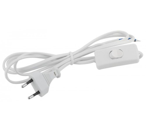 Шнур для бра ЭРА  UX-ШВВП-S-1,8m-W с выключателем 1,8м ШВВП 2x0,5мм2 белый   Б0044071  ЭРА