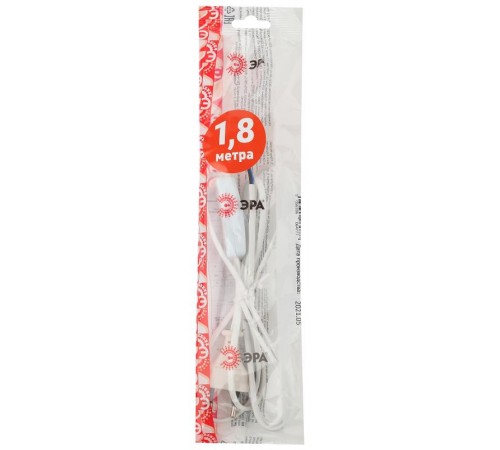 Шнур для бра ЭРА  UX-ШВВП-S-1,8m-W с выключателем 1,8м ШВВП 2x0,5мм2 белый   Б0044071  ЭРА