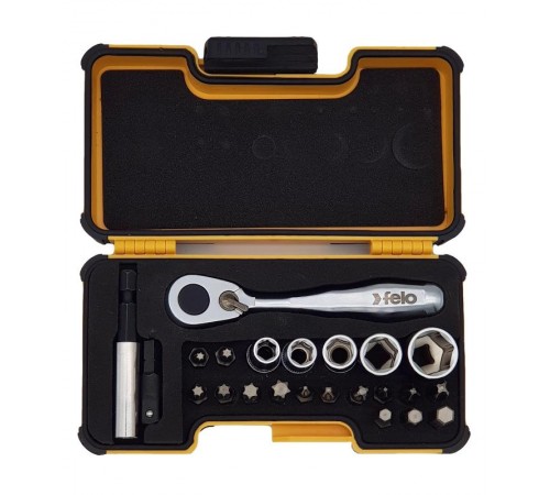 Набор бит PZ/PH/TX/HEX и головок с мини трещоткой в кейсе, 33 шт  05772306  Felo