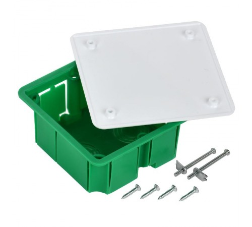 Коробка распределительная с/у 92х92x45 КМ41021 с саморезами, металлические лапки, с крышкой (для полых стен)  UKG11-092-092-040-M  IEK