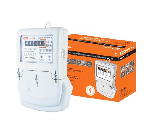 Счетчик без поверки МАРС-б/п -1,0-11-Ш-5(60)-М (1ф, 1тар, монт.панель, мех.ОУ)  SQ1105-0028  TDM