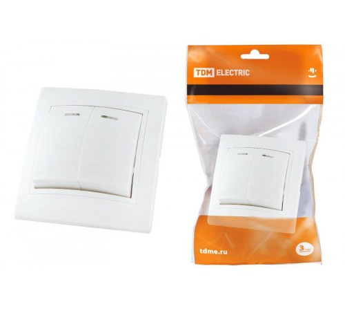 Выключатель 2 кл. с подсветкой 10А белый "Таймыр"   SQ1814-0005  TDM