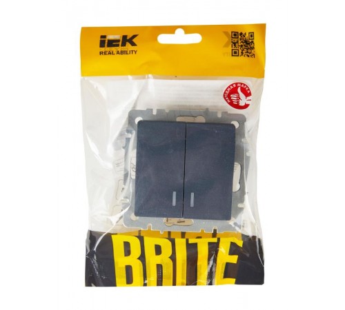 BRITE Выключатель 2-клавишный с индикацией 10А ВС10-2-1-БрМ маренго   BR-V20-1-10-K35  IEK