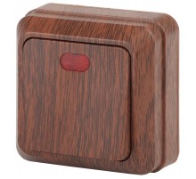 2-102-10 Intro Выключатель с подсветкой, 10А-250В, IP20, ОУ, Quadro, венге  Б0030119  Intro