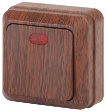 2-102-10 Intro Выключатель с подсветкой, 10А-250В, IP20, ОУ, Quadro, венге  Б0030119  Intro