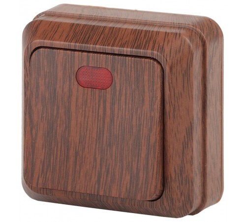 2-102-10 Intro Выключатель с подсветкой, 10А-250В, IP20, ОУ, Quadro, венге  Б0030119  Intro