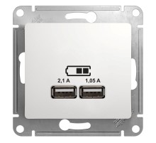 Glossa Белый USB Розетка, 5В/2100мА, 2х5В/1050мА, механизм  GSL000133  SE