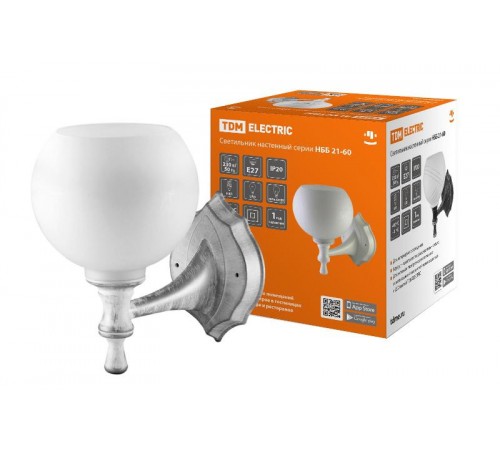 Светильник НББ 21-60-1323 УХЛ4 (белый под серебро, плафон полушар белый)  SQ0370-0202  TDM