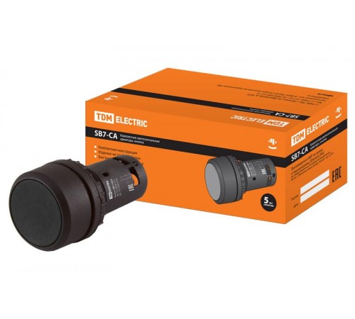Кнопка SB7-CA25 d22мм 1з+1р черная  SQ0746-0010  TDM