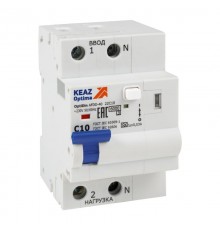Устройство защиты от дугового пробоя с АВДТ и защ. от пов. напряж. OptiDin AFDD-40-22C10-A-У3 (2P, C10, 30mA, Uоткл 275В)  339085  КЭАЗ