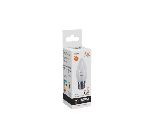 Лампа светодиодная LED 8Вт E27 220В 2700К Elementary свеча  33218  Gauss