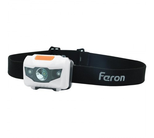 Фонарь налобный светодиодный, работающий от батареек 3*AAA, 1LED+2RED, IP44, пластик, TH2302  41681  FERON