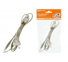 Шнур с выключателем и плоской вилкой с вырезом ШУ03В ШВВП 2х0,75мм2 2 м. прозрачный  SQ1305-0024  TDM