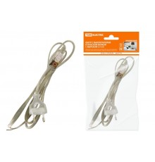 Шнур с выключателем и плоской вилкой с вырезом ШУ03В ШВВП 2х0,75мм2 2 м. прозрачный  SQ1305-0024  TDM