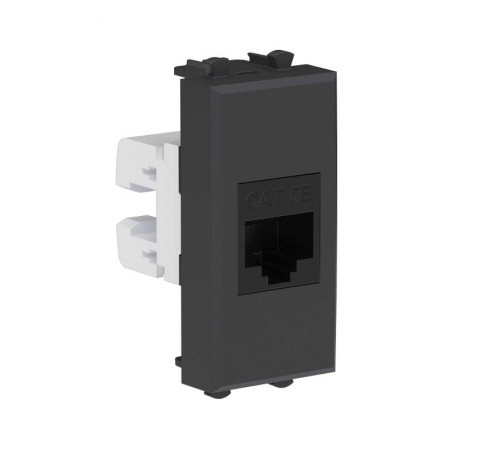 Компьютерная розетка RJ-45 без шторки модульная, кат.5е, "Avanti", "Черный матовый", 1 модуль  4412661  DKC