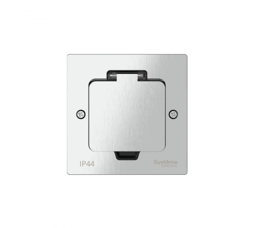 MultiDesk Лючок на 2 модуля IP44 с монтажной коробкой для стены, фальшпола, стола СЕРЕБРО, тип MDK20  MDK20102SA  SE