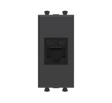 Компьютерная розетка RJ-45 без шторки модульная, кат.5е, "Avanti", "Черный матовый", 1 модуль  4412661  DKC