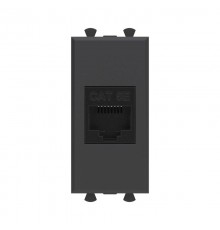 Компьютерная розетка RJ-45 без шторки модульная, кат.5е, "Avanti", "Черный матовый", 1 модуль  4412661  DKC