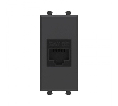Компьютерная розетка RJ-45 без шторки модульная, кат.5е, "Avanti", "Черный матовый", 1 модуль  4412661  DKC