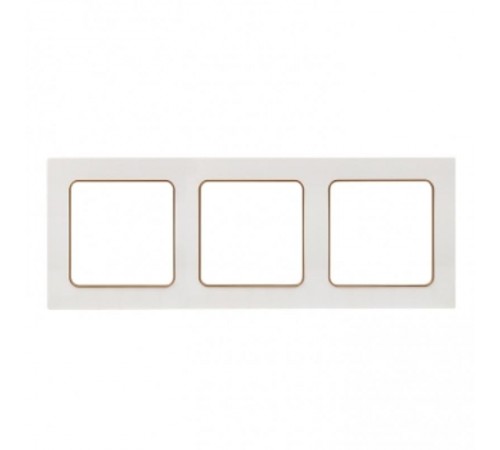 Стокгольм Рамка 3-местная белая с линией цвета шампань PROxima  EAM-G-302-20  EKF