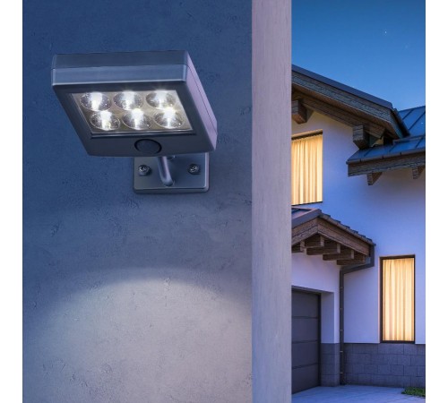 ERAFS024-07 Прожектор фасадный с датчиком движения c выносной солнечной батареей, 6LED,150lm  Б0044247  ЭРА