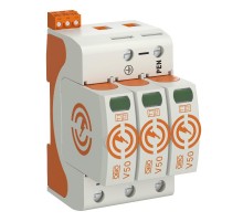 Устройства защиты от импульсных перенапряжений УЗИП для силовых сетей 3 пол. (Класс I+II), 280 В (V50-3+FS-280)  5093516  OBO Bettermann