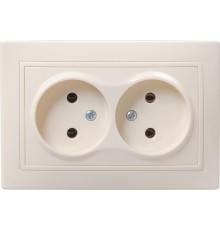 КВАРТА Кремовый Розетка 2-местная без заземления 10А РС12-2-ККм  ERK23-K33-10-DM  GENERICA