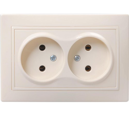 КВАРТА Кремовый Розетка 2-местная без заземления 10А РС12-2-ККм  ERK23-K33-10-DM  GENERICA