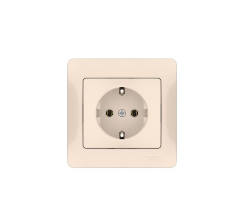 Glossa Бежевый Розетка с заземлением, 16А, (в сборе с рамкой), быстрозажимные клеммы  GSL000242S  SE