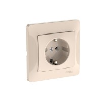 Glossa Бежевый Розетка с заземлением, 16А, (в сборе с рамкой), быстрозажимные клеммы  GSL000242S  SE