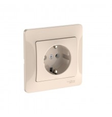 Glossa Бежевый Розетка с заземлением, 16А, (в сборе с рамкой), быстрозажимные клеммы  GSL000242S  SE