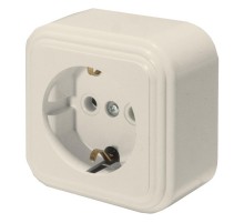 Розетка 1-местная с заземляющим контактом, 250В, 16А, IP20, PST16-21-20 (RA 16-133-БЖ), слоновая кость  49059  STEKKER