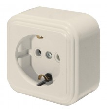 Розетка 1-местная с заземляющим контактом, 250В, 16А, IP20, PST16-21-20 (RA 16-133-БЖ), слоновая кость  49059  STEKKER